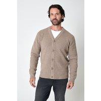 Threadbare Men Rib Knit Button Up Cardigan in Taupe | Size: Small