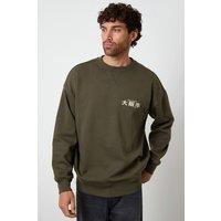 Threadbare Men Graphic Print Crew Neck Sweatshirt in Khaki | Size: Medium