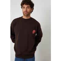 Threadbare Men Graphic Print Crew Neck Sweatshirt in Chocolate | Size: X-Large