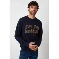 Threadbare Men Christmas Graphic Print Crew Neck Sweatshirt in Navy | Size: Small