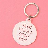 Flamingo Candles What Would Dolly Do? Keyring in Baby Pink