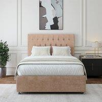 Bedmaster Luxury Velvet 2 Drawer Divan Base And Button Headboard in Light Brown | Size: Super King