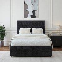 Bedmaster Luxury Velvet Divan Base And Button Headboard in Black | Size: Super King