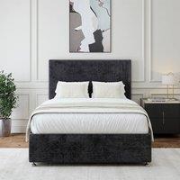 Bedmaster Luxury Velvet 2 Drawer Divan Base And Plain Headboard in Black | Size: Double