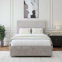 Bedmaster Luxury Velvet 2 Drawer Divan Base And Plain Headboard in Light Grey | Size: Small Double
