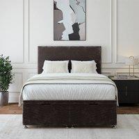 Bedmaster Chenille Ottoman Divan Base And Plain Headboard in Charcoal | Size: Small Double