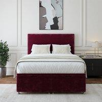 Bedmaster Chenille Ottoman Divan Base And Plain Headboard in Aubergine | Size: Double
