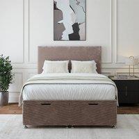Bedmaster Chenille Ottoman Divan Base And Plain Headboard in Silver | Size: Small Double