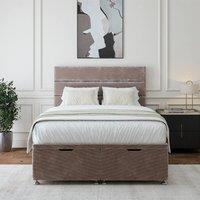 Bedmaster Chenille Ottoman Divan Base And Lined Headboard in Silver | Size: Super King