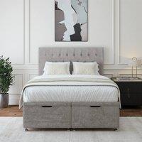 Bedmaster Luxury Velvet Ottoman Divan Base And Button Headboard in Light Grey | Size: Super King