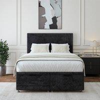 Bedmaster Luxury Velvet Ottoman Divan Base And Plain Headboard in Black | Size: Double