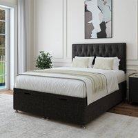 Bedmaster Linen Ottoman Divan Base And Button Headboard in Charcoal | Size: Super King