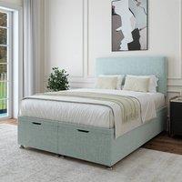 Bedmaster Linen Ottoman Divan Base And Plain Headboard in Duck Egg Blue | Size: Double