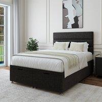 Bedmaster Linen Ottoman Divan Base And Lined Headboard in Charcoal | Size: Small Double
