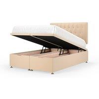Bedmaster Plush Velvet Ottoman Divan Base And Button Headboard in Natural | Size: Small Double