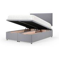 Bedmaster Plush Velvet Ottoman Divan Base And Plain Headboard in Silver | Size: Super King