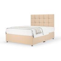 Bedmaster Plush Velvet Divan Base And Square Headboard in Natural | Size: Small Double