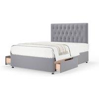 Bedmaster Plush Velvet 2 Drawer Divan Base And Button Headboard in Silver | Size: Super King