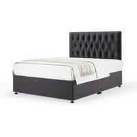 Bedmaster Plush Velvet Divan Base And Button Headboard in Grey | Size: Super King