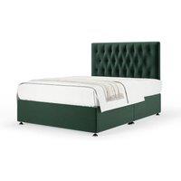 Bedmaster Plush Velvet Divan Base And Button Headboard in Emerald | Size: Super King