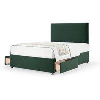 Bedmaster Plush Velvet 2 Drawer Divan Base And Plain Headboard in Emerald | Size: Small Single