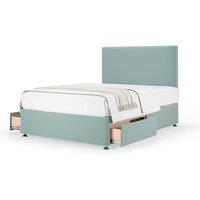Bedmaster Plush Velvet 2 Drawer Divan Base And Plain Headboard in Duck Egg Blue | Size: Super King