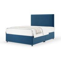 Bedmaster Plush Velvet Divan Base And Plain Headboard in Blue | Size: Super King