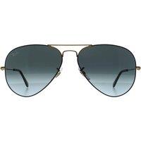 Ray-Ban Aviator Polished Black On Arista Blue Vintage Gradient Black Aviator 3025