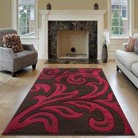 Smart Living Modern Hand Carved Soft Thick Area Rug - Florence in Brown | Size: 80cm x 150cm