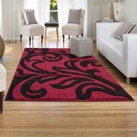 Smart Living Modern Hand Carved Soft Thick Area Rug - Florence in Red | Size: 60cm x 220cm