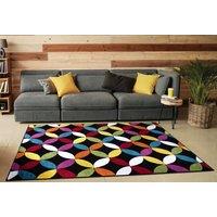 Smart Living Modern Hand Carved Multicolour Soft Thick Area Rug - Circle Black | Size: 160cm x 230cm