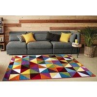Smart Living Modern Hand Carved Multicolour Soft Thick Area Rug - Geometric Triangle in Purple | Size: 80cm x 150cm