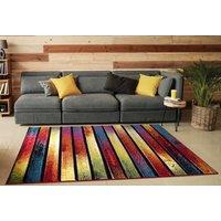 Smart Living Modern Hand Carved Multicolour Soft Thick Area Rug - Stripes | Size: 60cm x 110cm