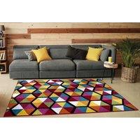 Smart Living Modern Hand Carved Multicolour Soft Thick Area Rug - Hexagon in Yellow | Size: 60cm x 110cm