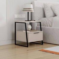 FWStyle 1 Door Sandstone Bedside Table Nightstand Cabinet in Beige