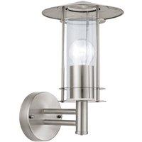 Eglo Lisio Stainless Steel And Clear Metal And Glass IP44 Outdoor Wall Light in Metallic Silver