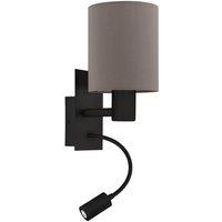 Eglo Pasteri Black and Brown Wall Lamp With Reading Light