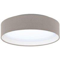Eglo Pasteri Fabric Wired Flush Ceiling Light in Taupe