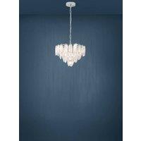 Eglo Carvario Satin Glass Pendant Chandelier Light in Silver