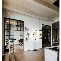 Eglo Townshend 5 Black Metal & Natural Wood 2-Light Floor Lamp - Industrial Style (D) 25cm