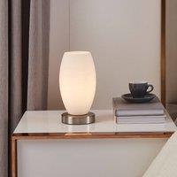 Eglo Batista 3 Steel & Satin Nickel Table Lamp in Light Beige