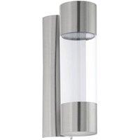 Eglo Robledo Cylindrical Steel and Plastic LED Outdoor Wall Light in Metallic Silver