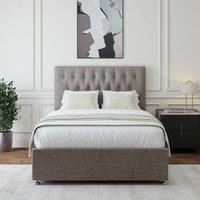 Bedmaster Linen 2 Drawer Divan Base And Button Headboard in Light Grey | Size: Super King