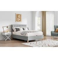 Bedmaster Rhodes Velvet Ottoman Bed And Signature Platinum 2000 Pocket Sprung Mattress in Light Grey | Size: King