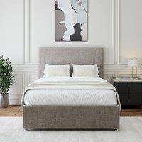 Bedmaster Linen 2 Drawer Divan Base And Plain Headboard in Light Grey | Size: Super King