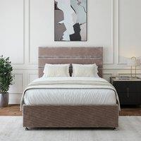 Bedmaster Chenille Divan Base And Lined Headboard in Silver | Size: Small Double