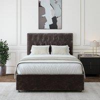 Bedmaster Chenille 4 Drawer Divan Base And Button Headboard in Charcoal | Size: Small Double