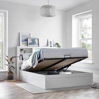 Bedmaster Arizona Wooden Bookcase Ottoman Storage Bed And Cotswold 3000 Pocket Sprung Natural Mattress in White | Size: Double