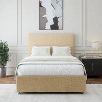 Bedmaster Linen 2 Drawer Divan Base And Plain Headboard in Natural | Size: Super King