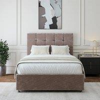 Bedmaster Chenille 2 Drawer Divan Base And Square Headboard in Silver | Size: Double